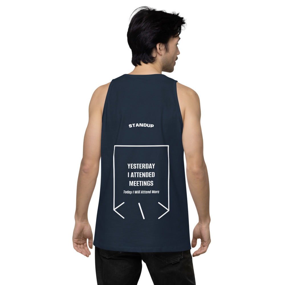 Yesterday I Attended Meetings — Navy White back mockup