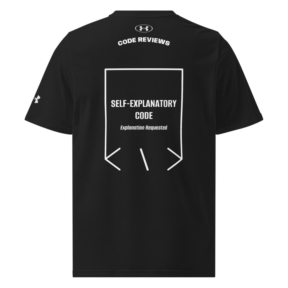 Self-Explanatory Code — Black White back mockup