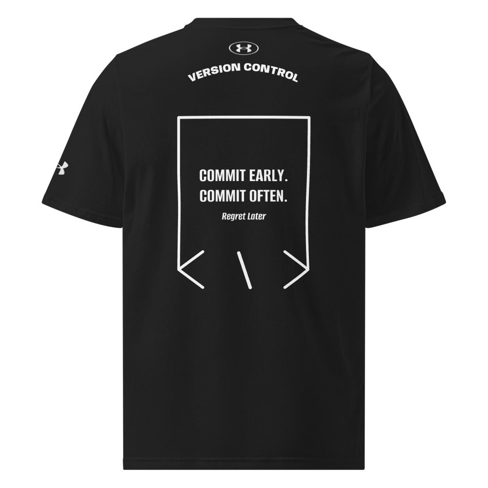 Commit Early. Commit Often. — Black White back mockup
