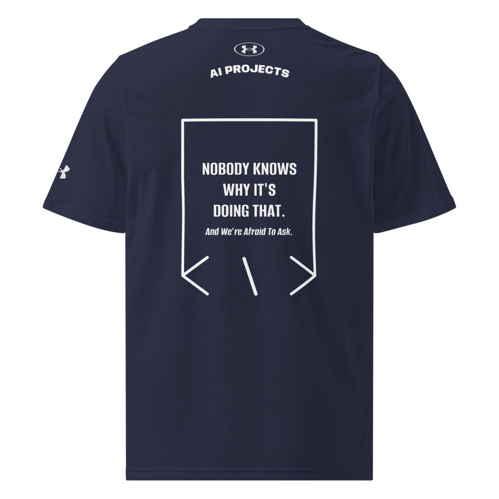 Nobody Knows Why It's Doing That. — Navy White back mockup