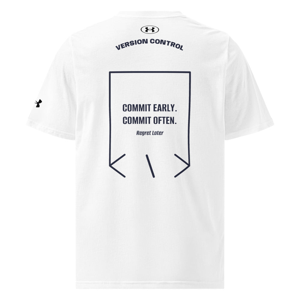 Commit Early. Commit Often. — White Navy back mockup