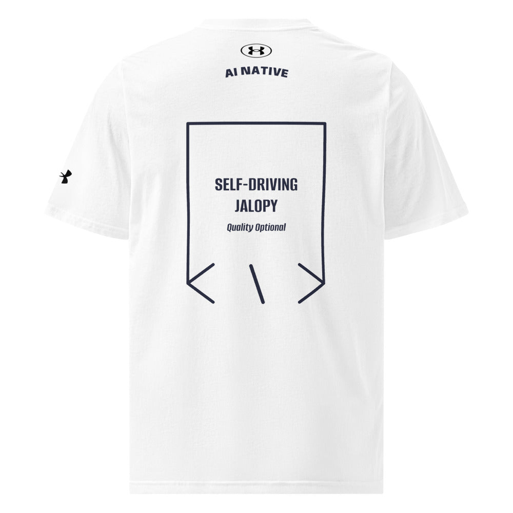 Self-Driving Jalopy — White Navy back mockup