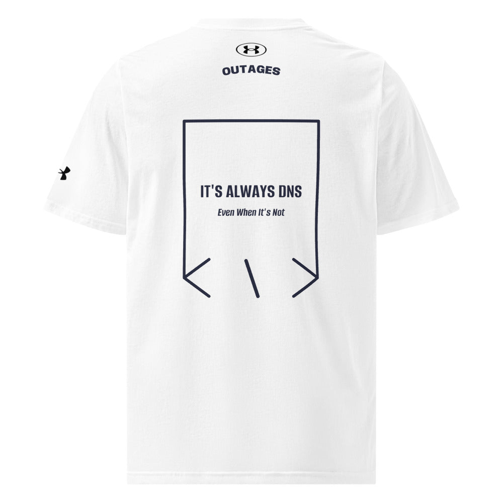 It's Always DNS — White Navy back mockup