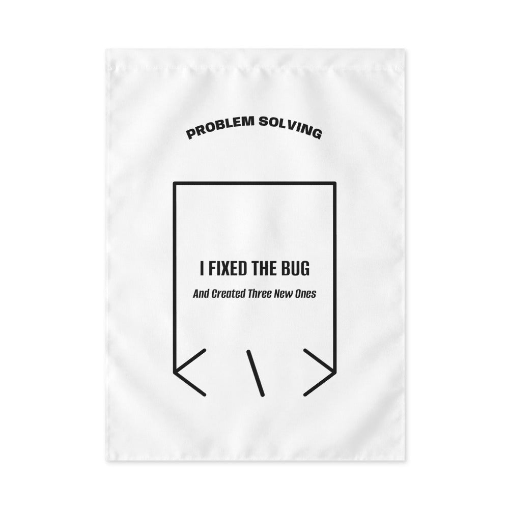 I Fixed The Bug — White Black back mockup