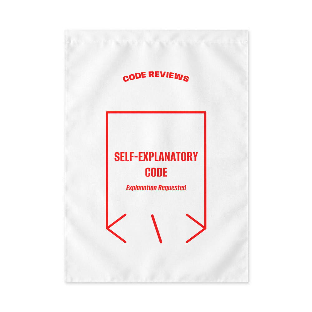 Self-Explanatory Code — White Red back mockup