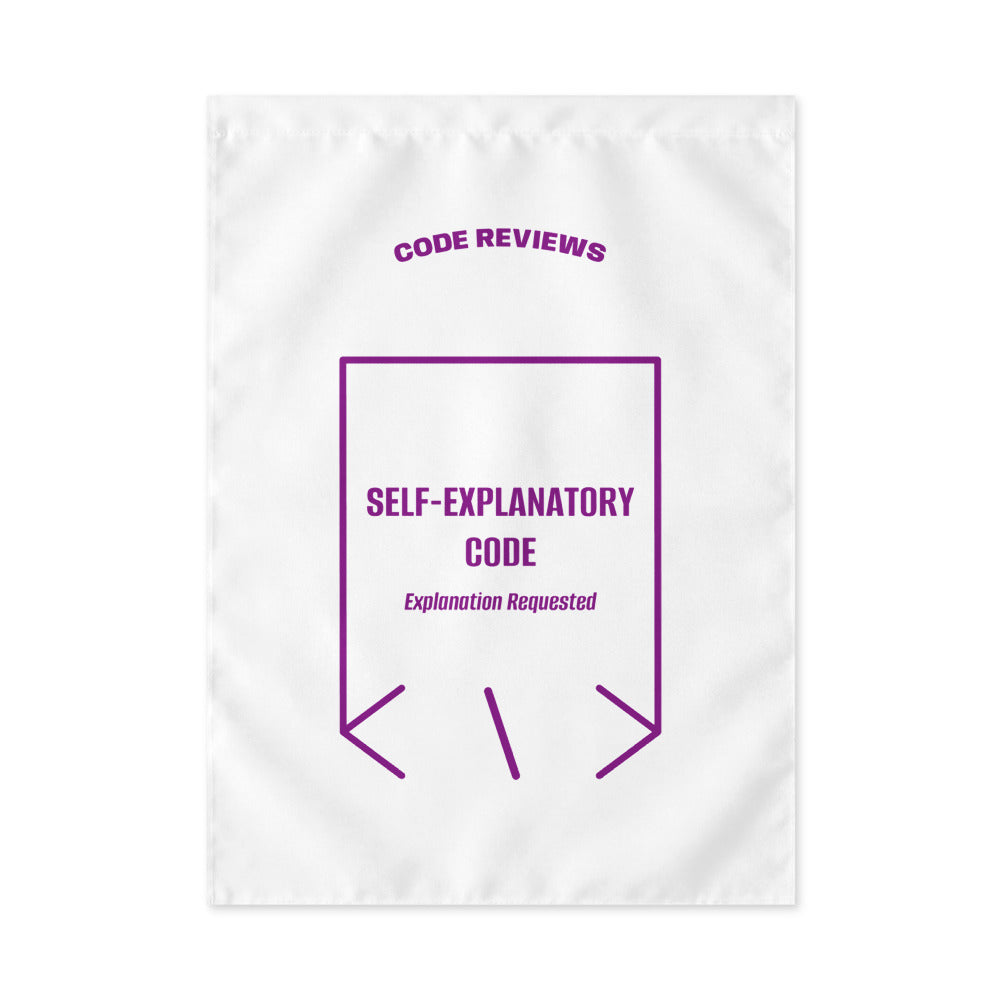 Self-Explanatory Code — White Purple back mockup