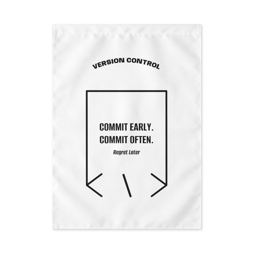 Commit Early. Commit Often. — White Black back mockup
