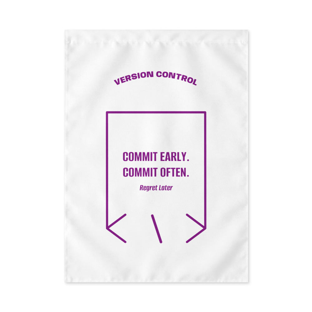 Commit Early. Commit Often. — White Purple back mockup