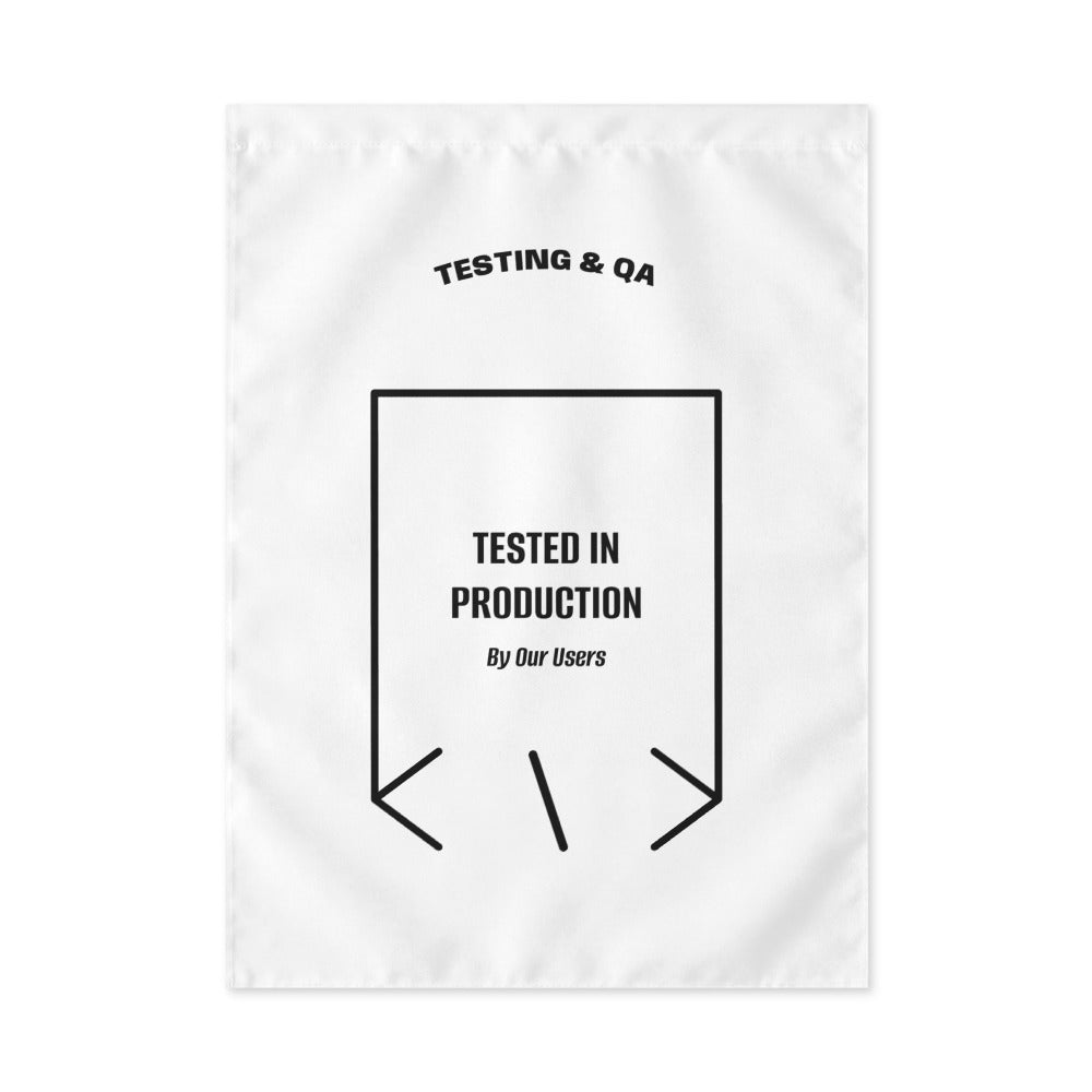 Tested In Production — White Black back mockup