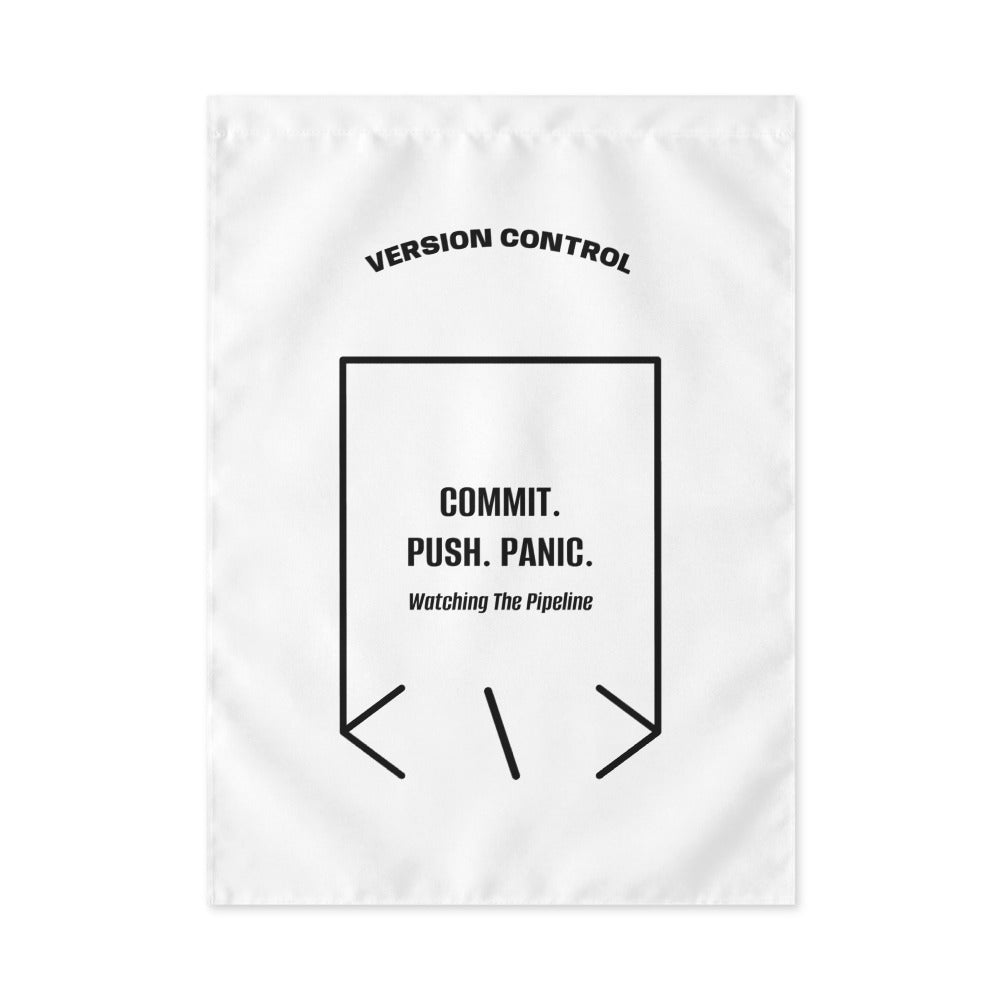 Commit. Push. Panic. — White Black back mockup