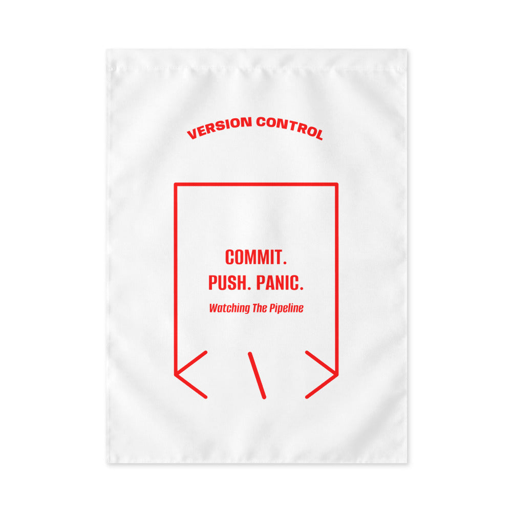 Commit. Push. Panic. — White Red back mockup