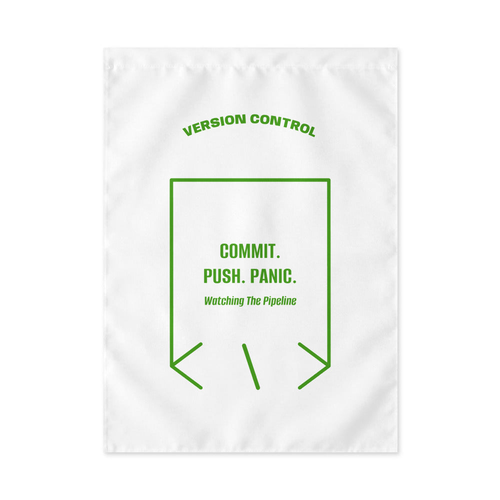 Commit. Push. Panic. — White Green back mockup