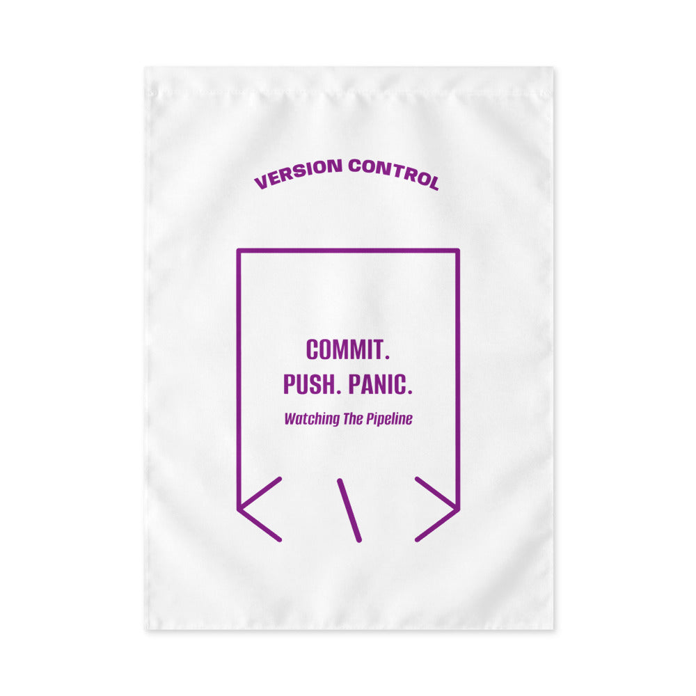 Commit. Push. Panic. — White Purple back mockup