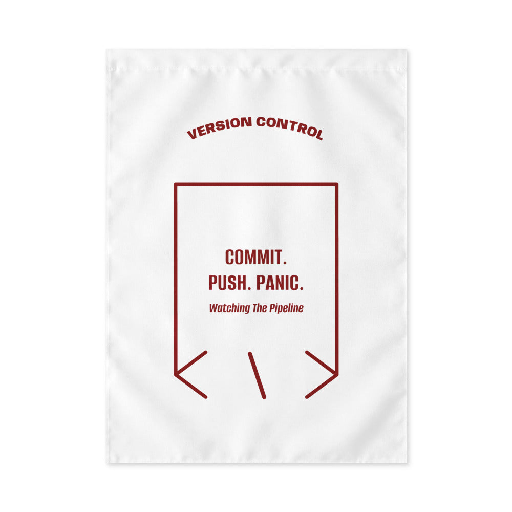 Commit. Push. Panic. — White Maroon back mockup
