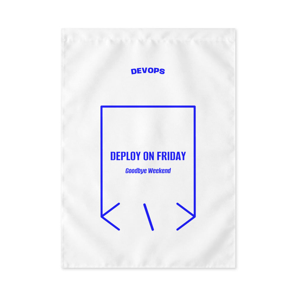 Deploy On Friday — White Blue back mockup