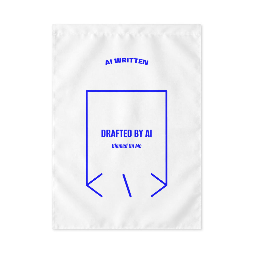 Drafted By AI — White Blue back mockup