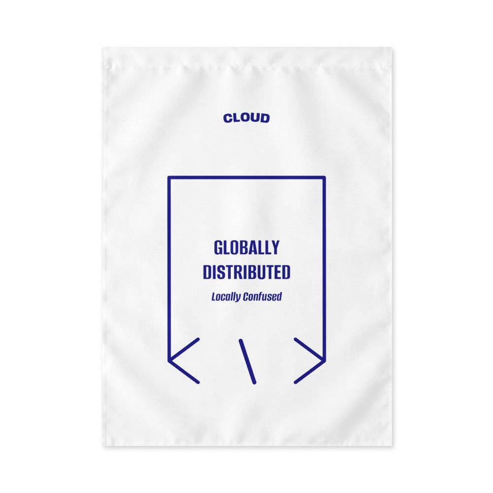 Globally Distributed — White Navy back mockup