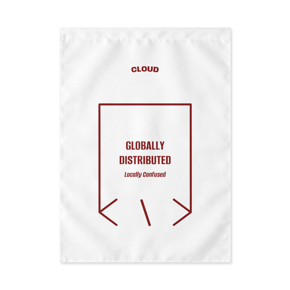 Globally Distributed — White Maroon back mockup