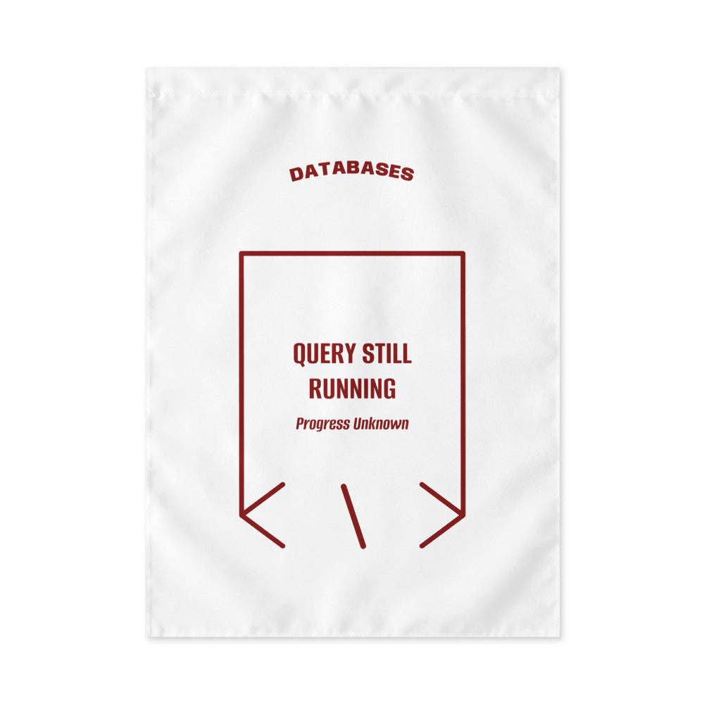 Query Still Running — White Maroon back mockup