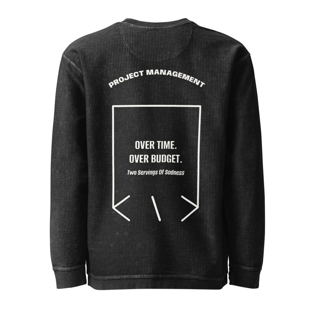 Over Time. Over Budget. — Black Ivory back mockup