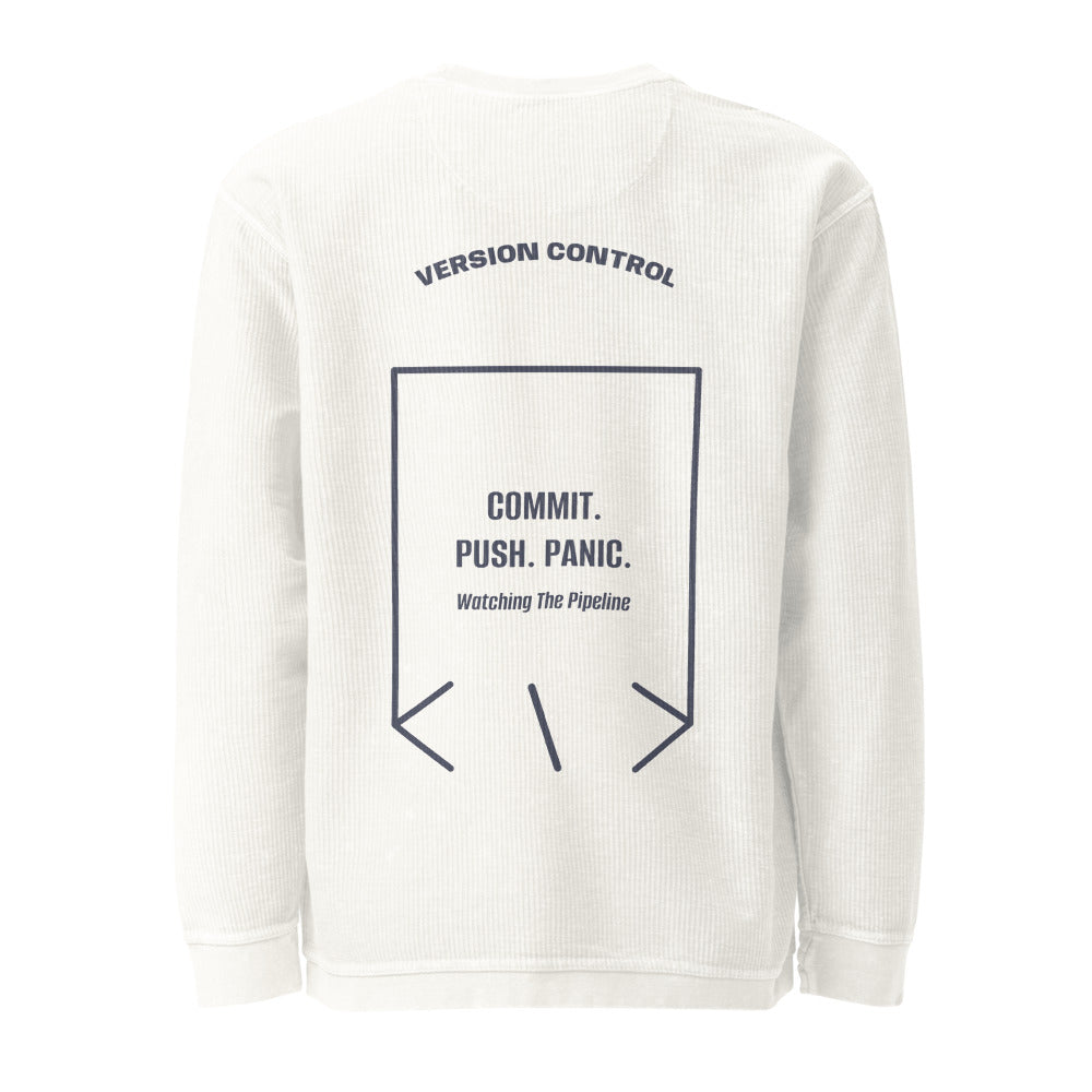 Commit. Push. Panic. — Ivory Navy back mockup