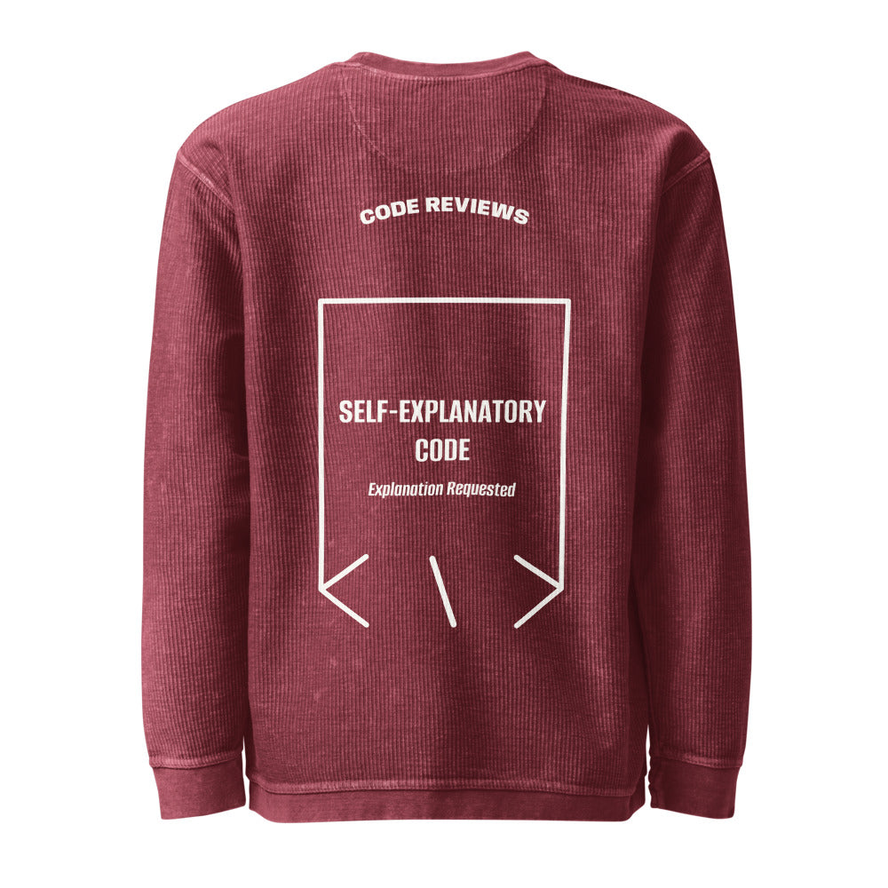 Self-Explanatory Code — secondary back mockup