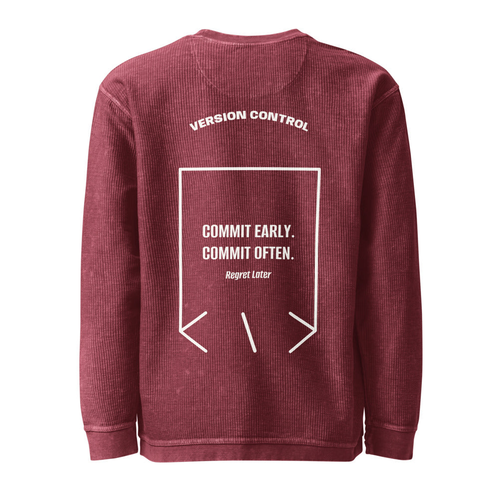 Commit Early. Commit Often. — Maroon Ivory back mockup
