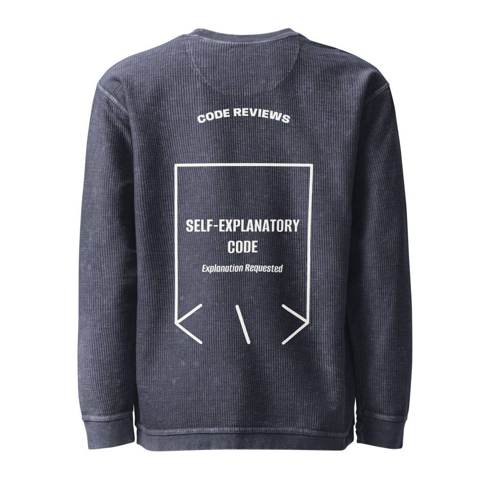 Self-Explanatory Code — Navy Ivory back mockup