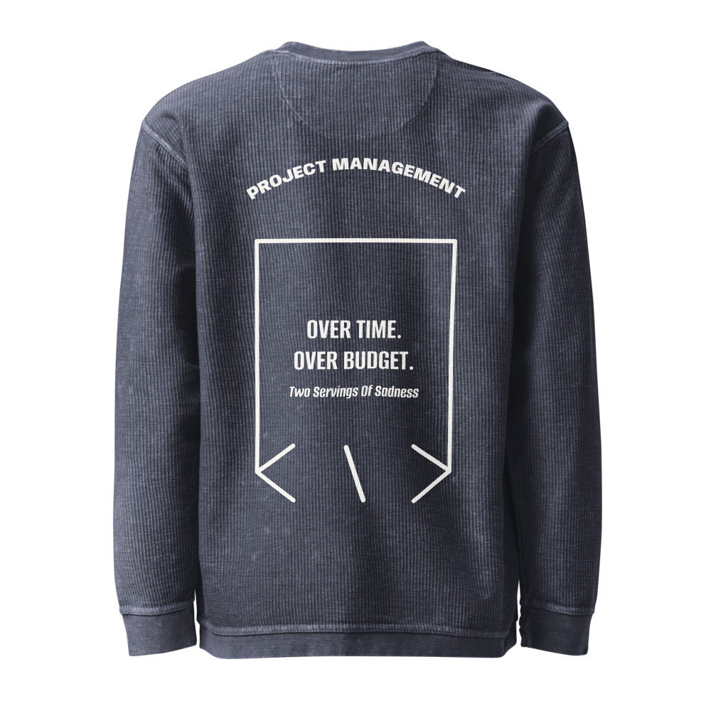 Over Time. Over Budget. — Navy Ivory back mockup