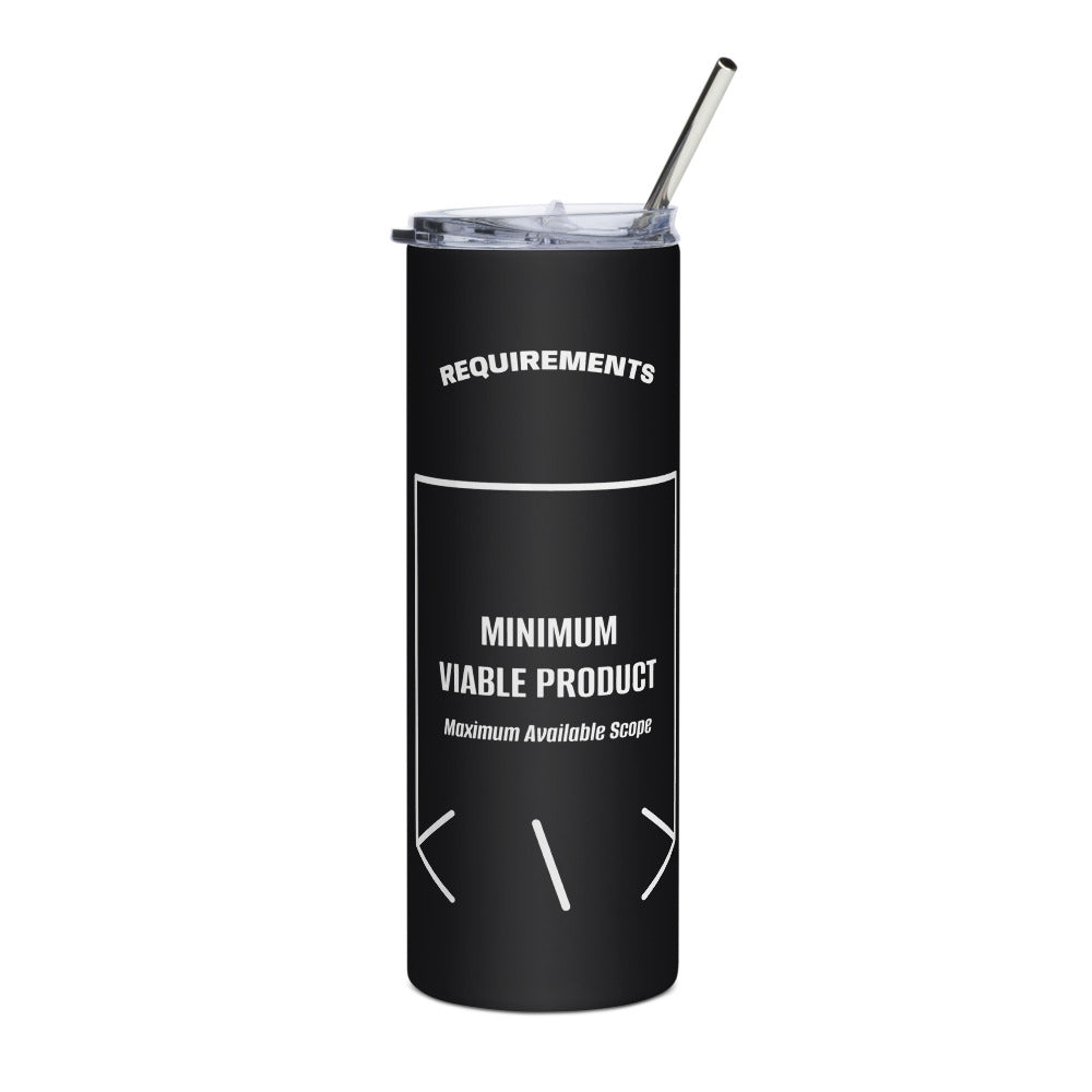 Minimum Viable Product — Black White back mockup (20 oz)