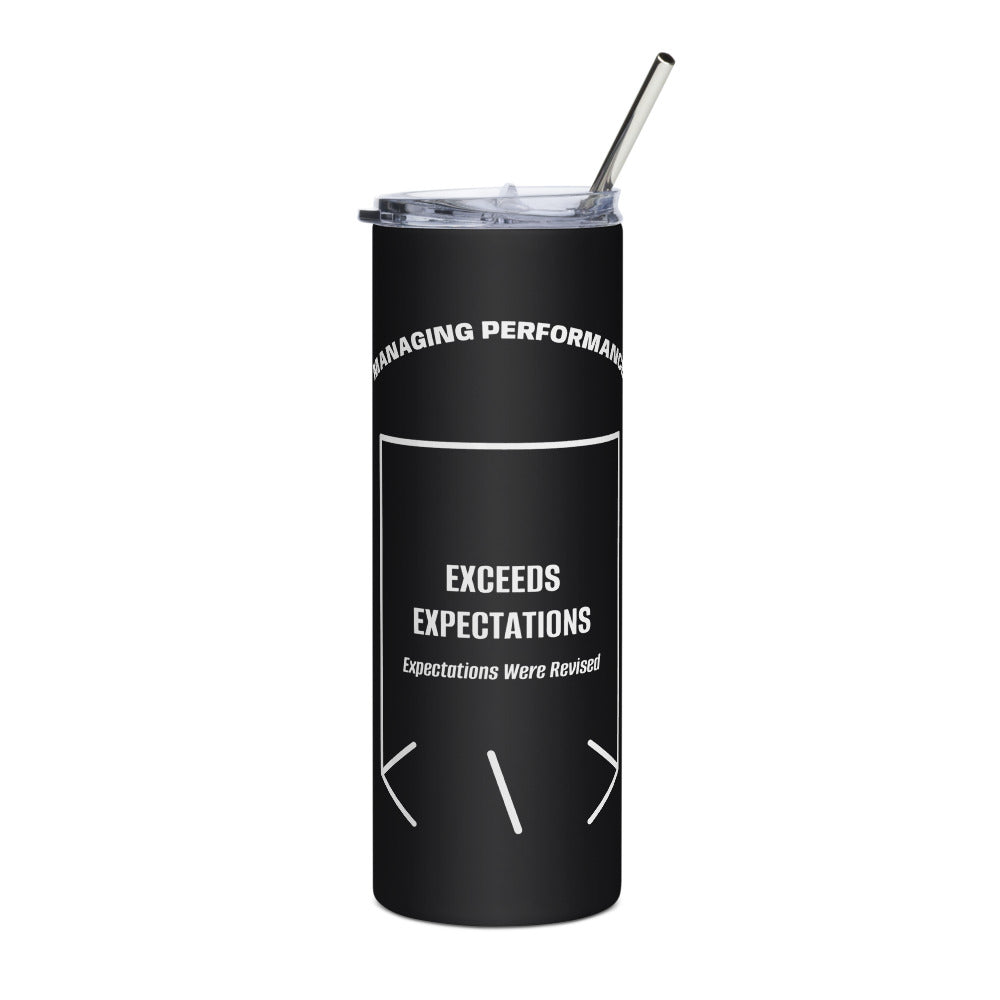 Exceeds Expectations — Black White back mockup (20 oz)