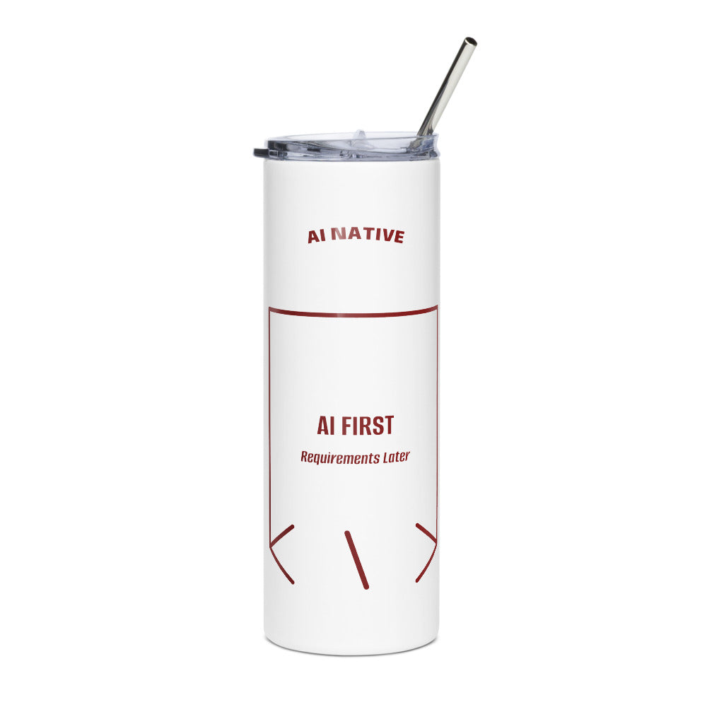 AI First — White Maroon back mockup (20 oz)