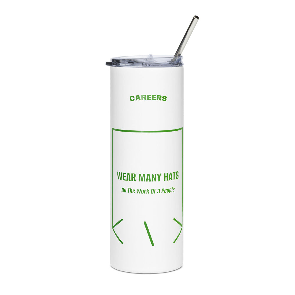 Wear Many Hats — White Green back mockup (20 oz)