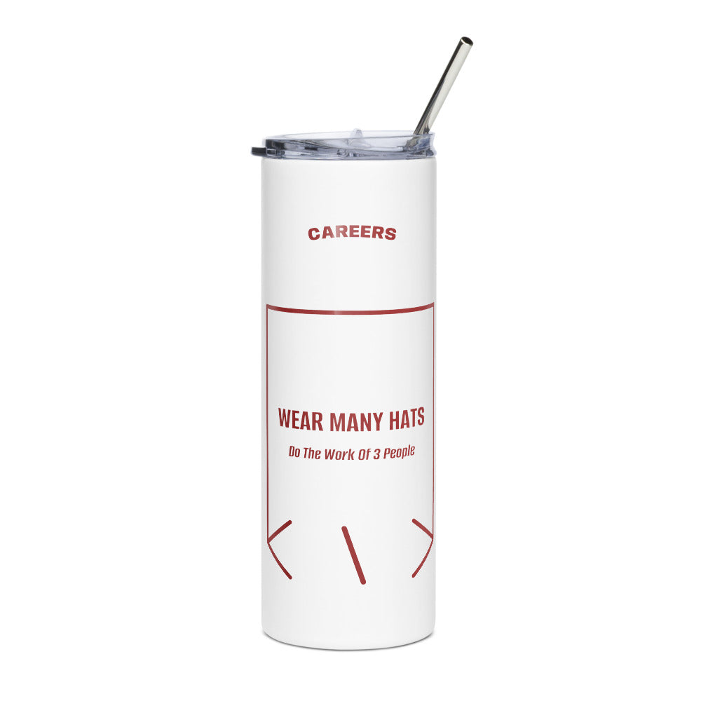 Wear Many Hats — White Brown back mockup (20 oz)