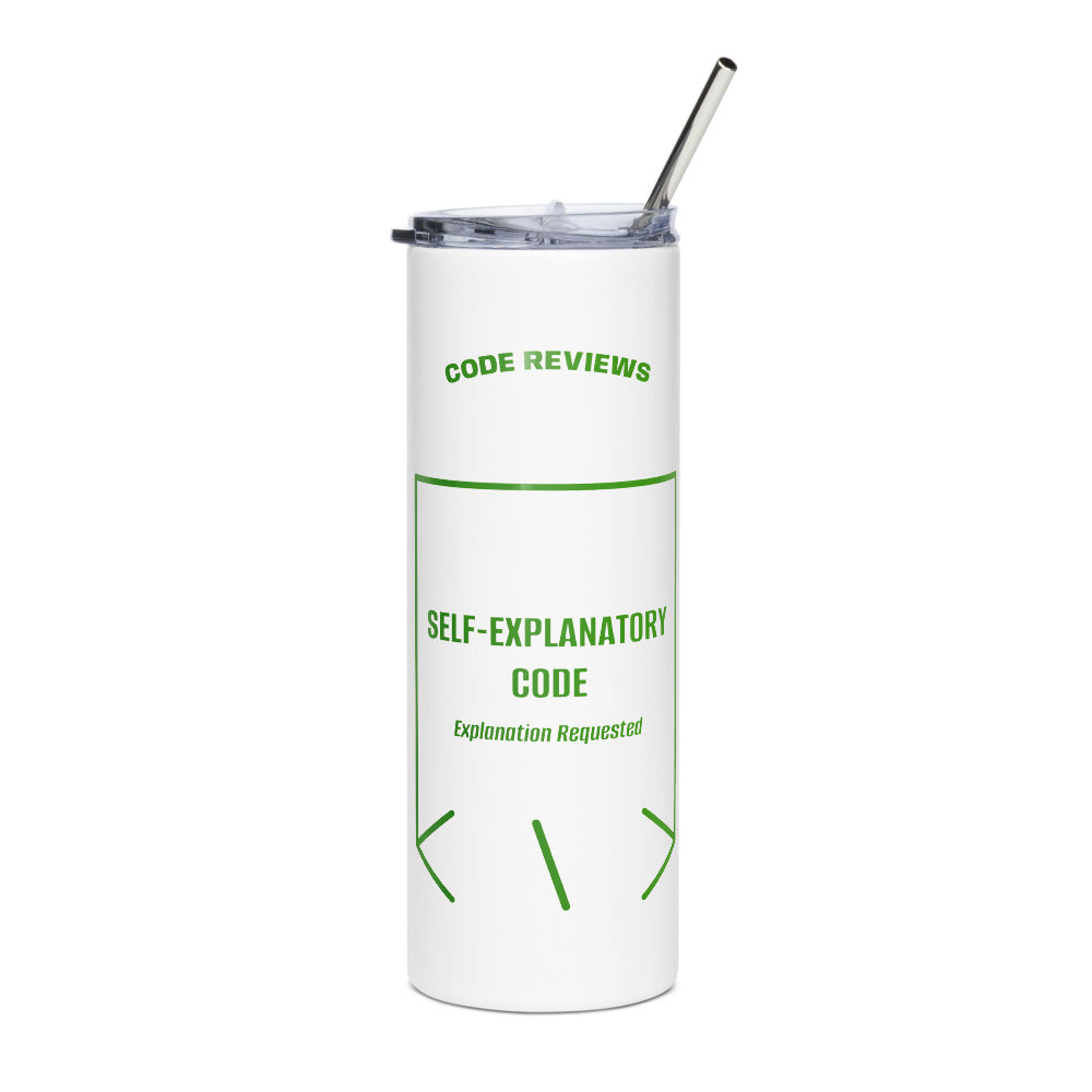 Self-Explanatory Code — White Green back mockup (20 oz)
