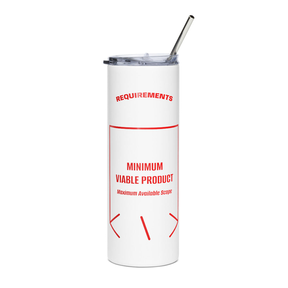 Minimum Viable Product — White Red back mockup (20 oz)