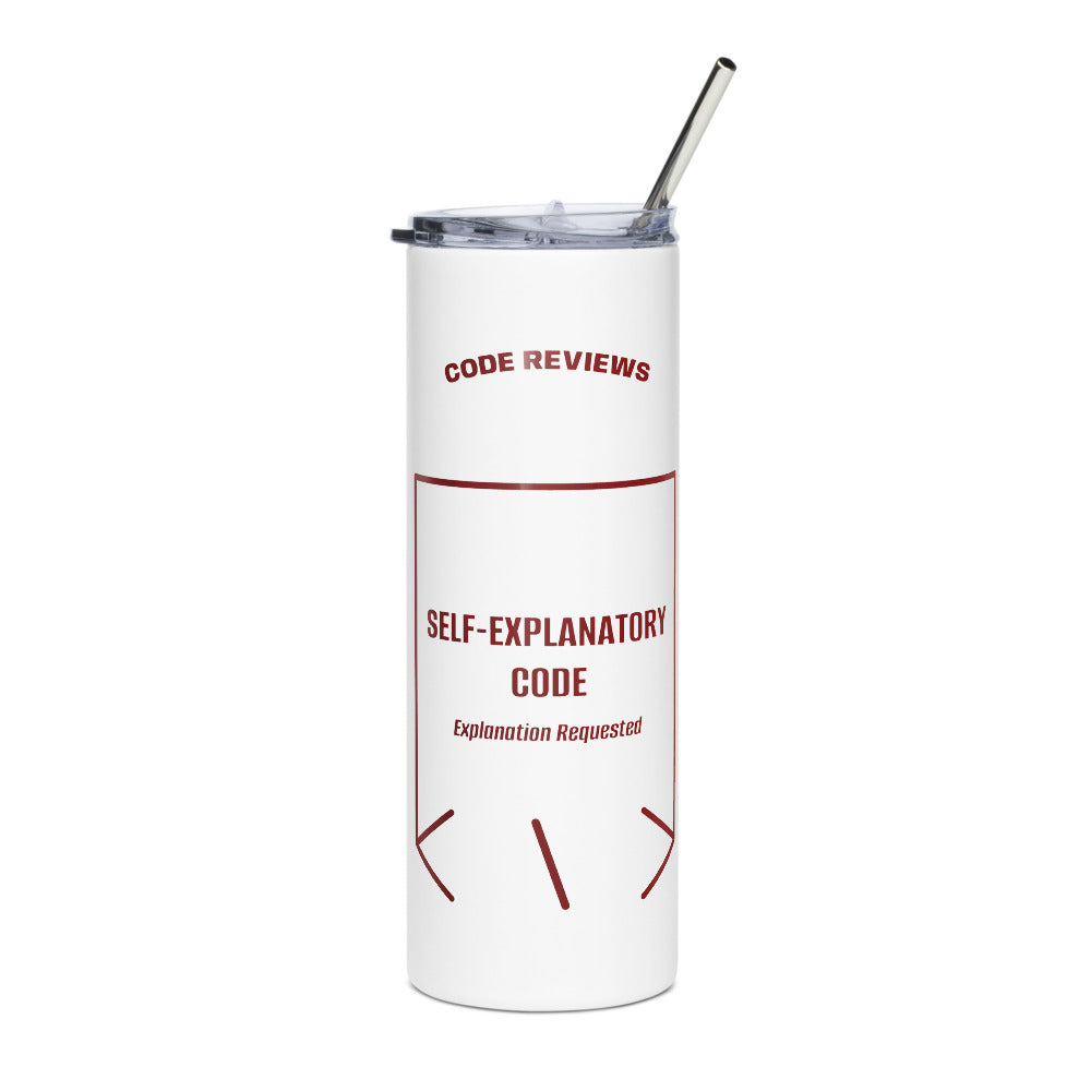 Self-Explanatory Code — White Maroon back mockup (20 oz)