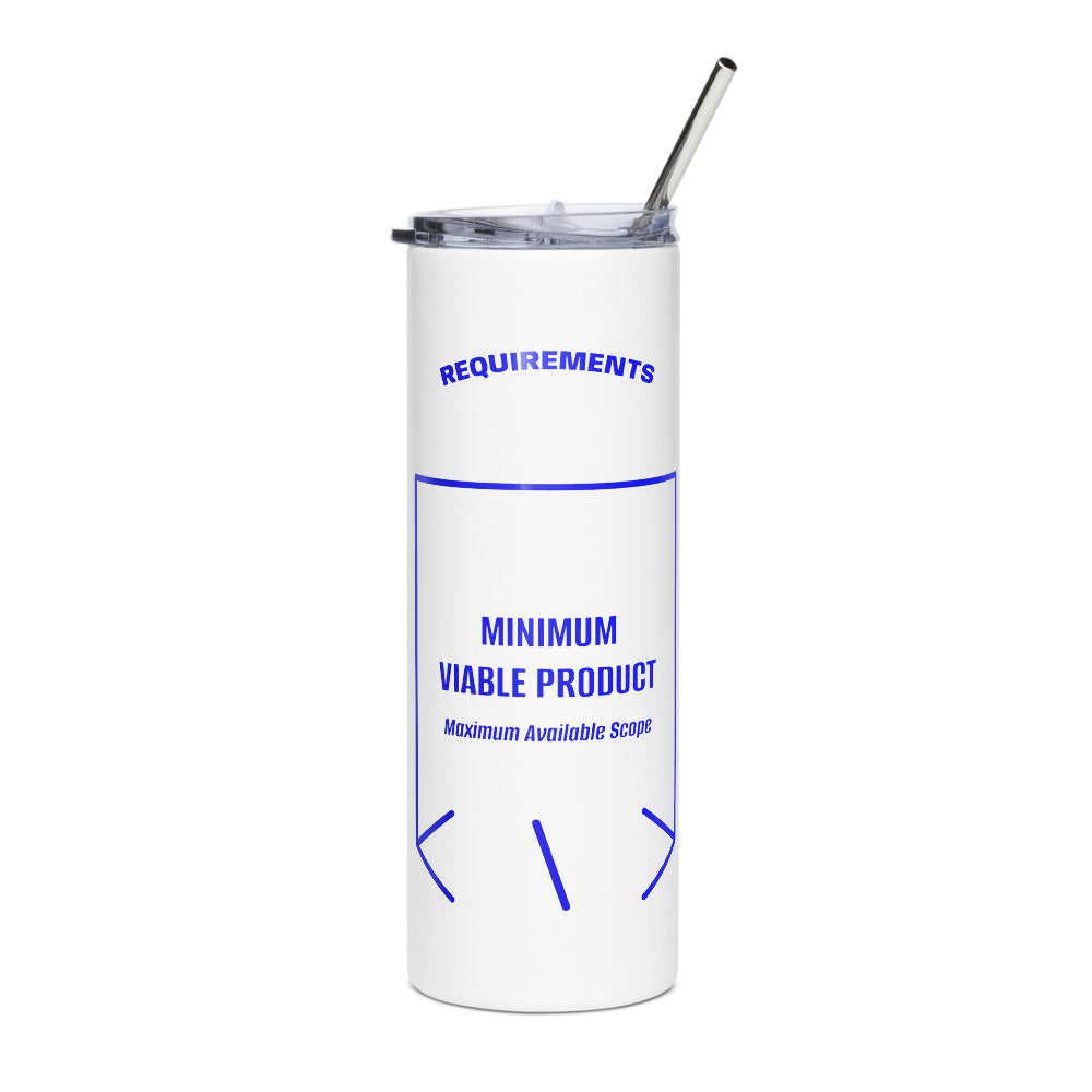 Minimum Viable Product — White Blue back mockup (20 oz)