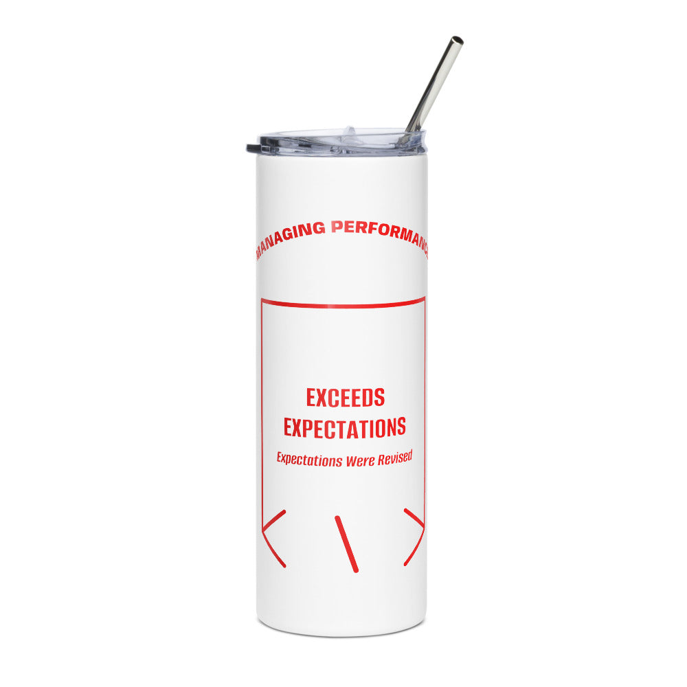 Exceeds Expectations — White Red back mockup (20 oz)