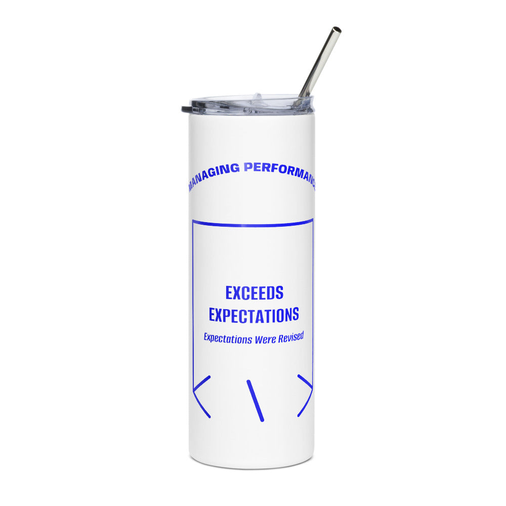Exceeds Expectations — White Blue back mockup (20 oz)
