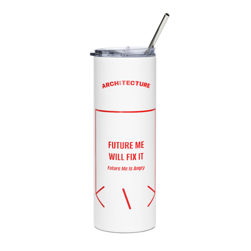 Future Me Will Fix It — White Red back mockup (20 oz)
