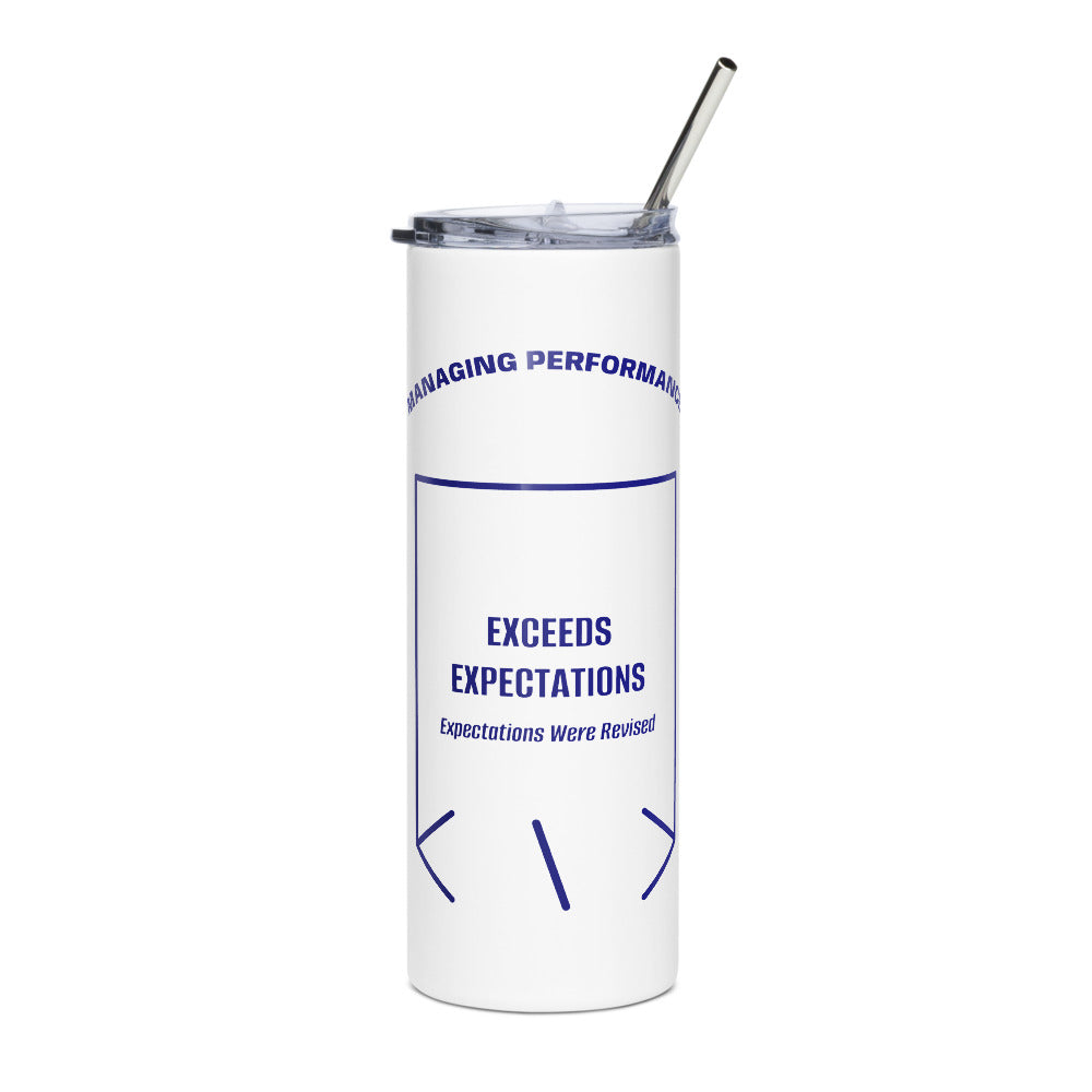 Exceeds Expectations — White Navy back mockup (20 oz)