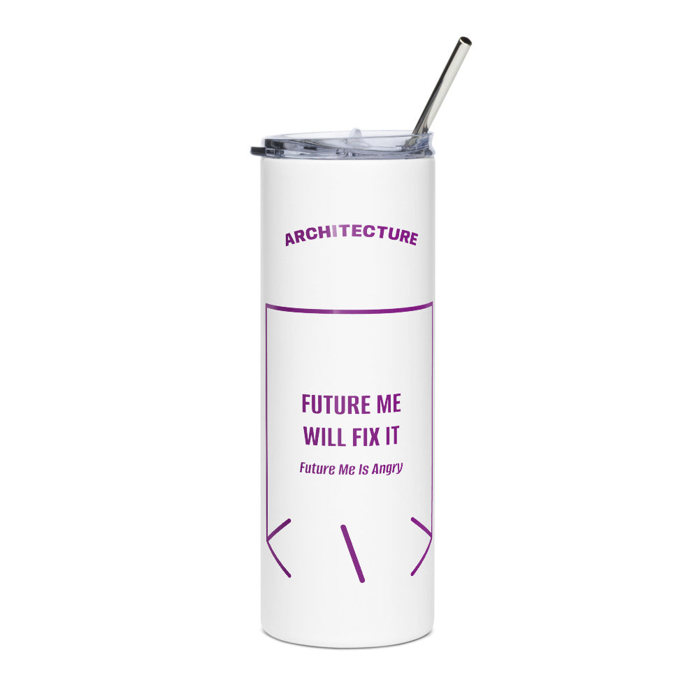 Future Me Will Fix It — White Purple back mockup (20 oz)