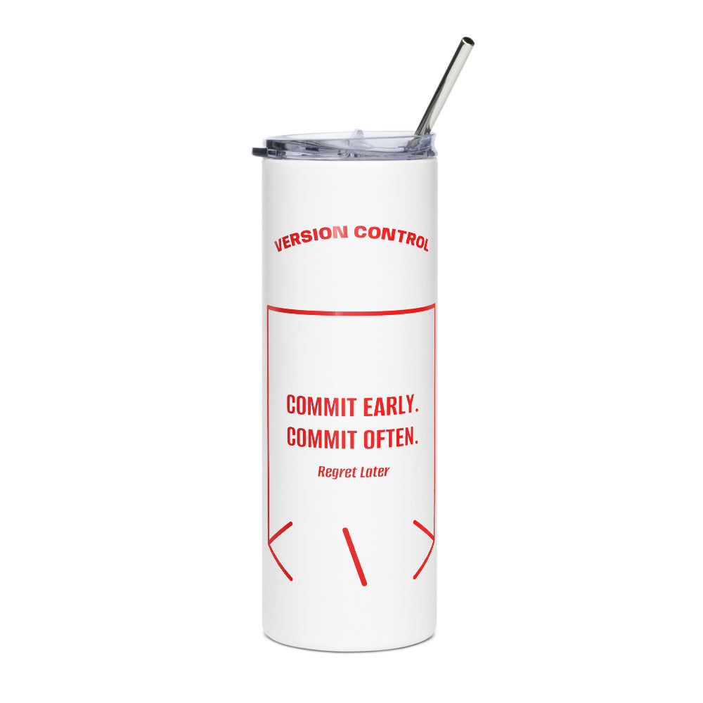 Commit Early. Commit Often. — White Red back mockup (20 oz)