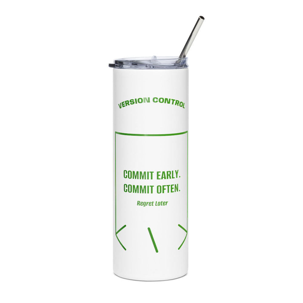 Commit Early. Commit Often. — White Green back mockup (20 oz)