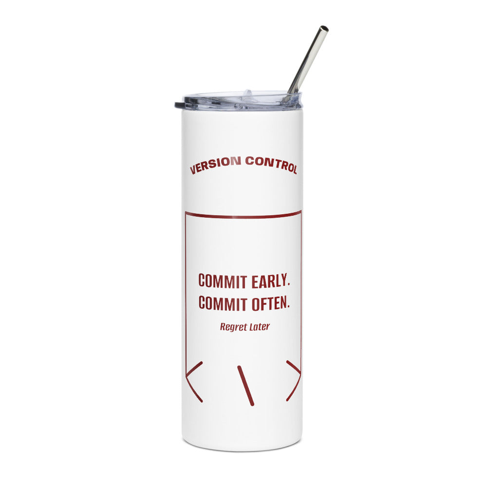 Commit Early. Commit Often. — White Maroon back mockup (20 oz)