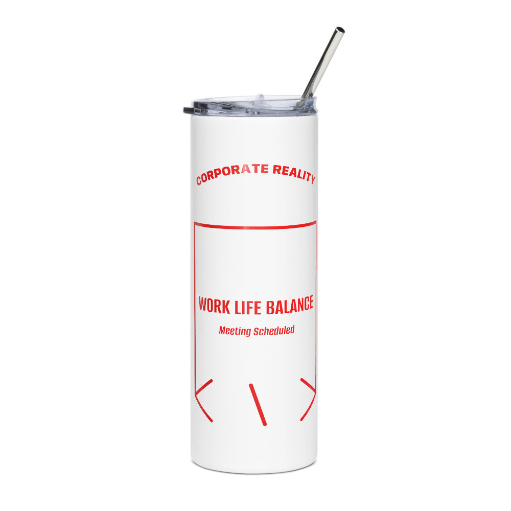 Work Life Balance — White Red back mockup (20 oz)