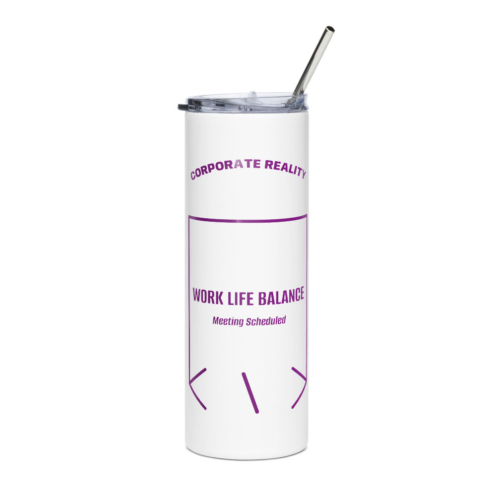 Work Life Balance — White Purple back mockup (20 oz)