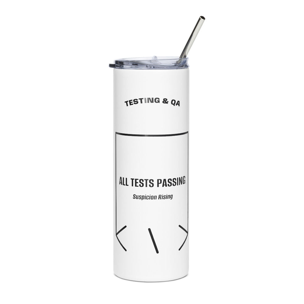 All Tests Passing — White Black back mockup (20 oz)