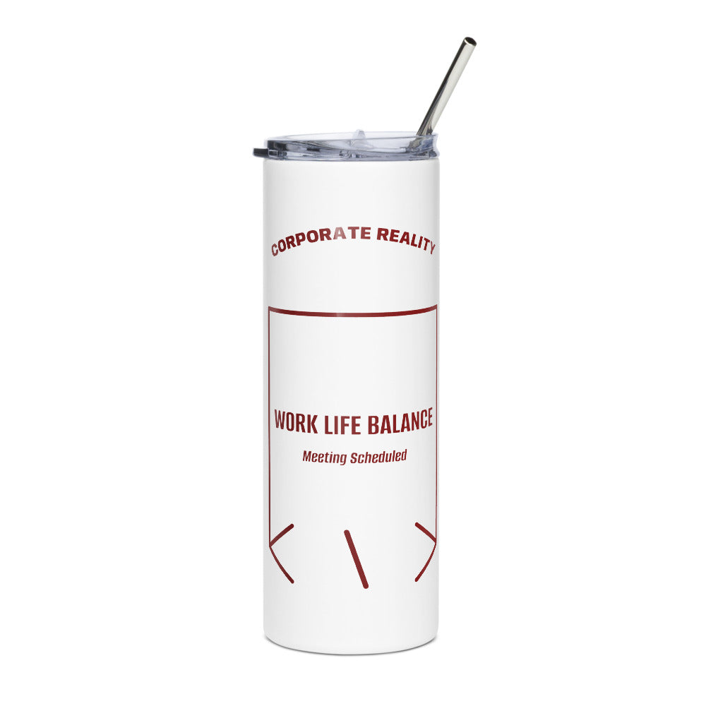 Work Life Balance — White Maroon back mockup (20 oz)